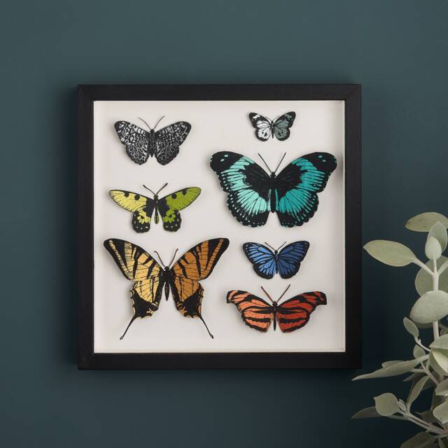 Hand Painted Paper Cut Butterfly Framed Wall Art - Butterfly Art Print 3D Wall Gift For Her - image 1