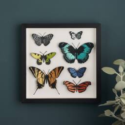 Hand Painted Paper Cut Butterfly Framed Wall Art - Butterfly Art Print 3D Wall Gift For Her - thumbnail 1