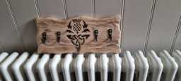 Handmade Solid Oak Keyholder /Dog Lead Hanger With Thistle Cut Out Design - thumbnail 1