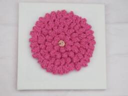 Sparkly Pink Crochet Canvas Wall Hanging