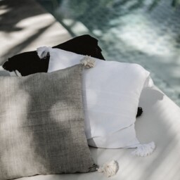 Cotton Tassel Pillow, Handmade Mexican Pillow, Decorative Throw Cushion, Handwoven Cotton Cushion, Boho Throw Textile Pillow - thumbnail 2