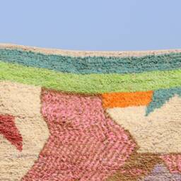 Handmade Moroccan Wool Rug Abstract Multicolored Boujad Azilal Carpet - thumbnail 3