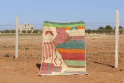Handmade Moroccan Wool Rug Abstract Multicolored Boujad Azilal Carpet - thumbnail 1