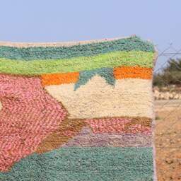Handmade Moroccan Wool Rug Abstract Multicolored Boujad Azilal Carpet - thumbnail 2