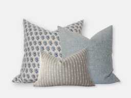 Light Blue Throw Pillow Set, Sofa Cover Set Of 3, Combinations For Couch, Cream Cushion Covers -- Arilene