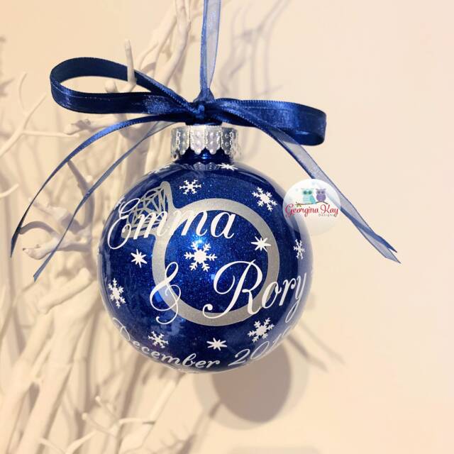 Personalised Engagement Ring Bauble, Christmas Decoration , Engagement Gift - image 1