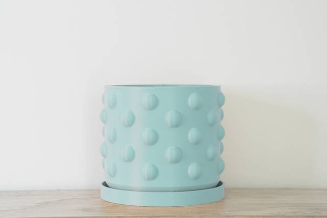 "Polka Dot Planter With Drainage & Saucer in Cotton Candy Blue, Unique 3D-Printed Plant Pot, Small To Large Sizes 4"" 5"" 6"" 7"" 8" - image 1