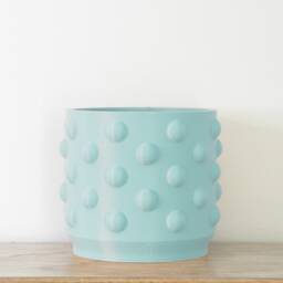 "Polka Dot Planter With Drainage & Saucer in Cotton Candy Blue, Unique 3D-Printed Plant Pot, Small To Large Sizes 4"" 5"" 6"" 7"" 8" - thumbnail 2