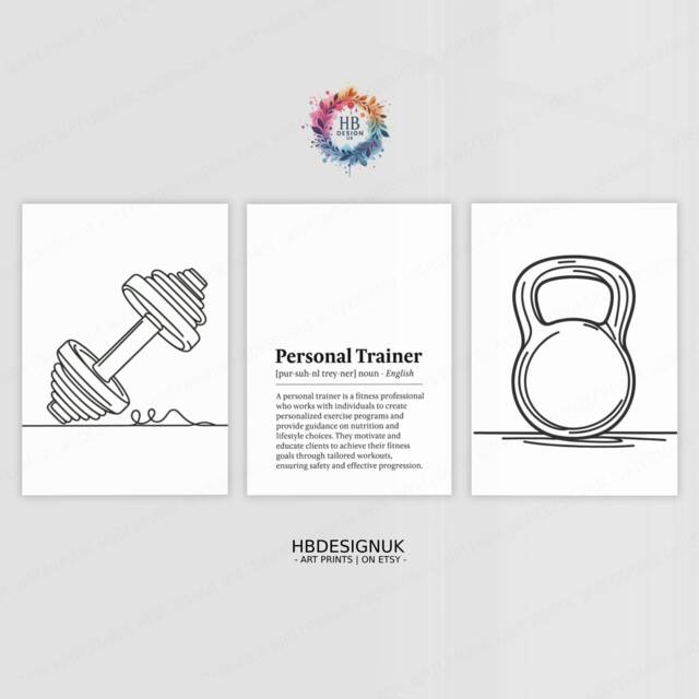 Personal Trainer Gym Prints - 3 Fitness Posters - Minimalist Definition Design Sports Motivation Poster Athlete Decor Home Wall Art - image 1