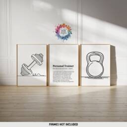 Personal Trainer Gym Prints - 3 Fitness Posters - Minimalist Definition Design Sports Motivation Poster Athlete Decor Home Wall Art - thumbnail 2