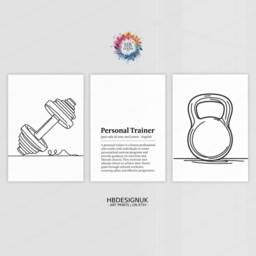 Personal Trainer Gym Prints - 3 Fitness Posters - Minimalist Definition Design Sports Motivation Poster Athlete Decor Home Wall Art - thumbnail 1