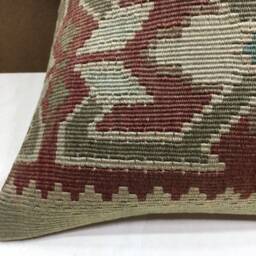 Vintage Kilim Pillow Cover, Handwoven Turkish Cushion, 16x16 - thumbnail 3