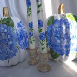 Hand Painted Wedding Candle, Bespoke, Personalized Taper Candles, Customized, Hydrangea Spring Floral Bride Groom Gift - thumbnail 3