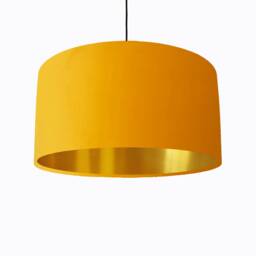 Sunflower Yellow Lampshade in Velvet With Gold Lining, Large Plain Ceiling Lightshade - thumbnail 1