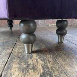 Purple Velvet Chesterfield Footstool, Buttoned Ottoman - thumbnail 4