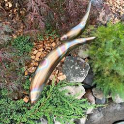 Koi Sculpture Stainless Steel Garden Fish Handmade Welded Metal Patina Outdoor Zen Garden Art Decor Lawn - thumbnail 2