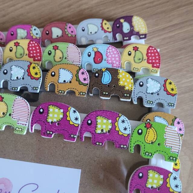 Colourful Wooden Elephant Button Photo Frame 4 X 6 Inches - image 1