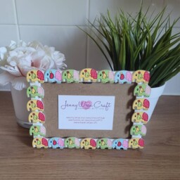 Colourful Wooden Elephant Button Photo Frame 4 X 6 Inches - thumbnail 2