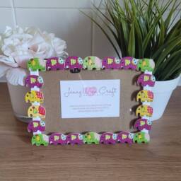 Colourful Wooden Elephant Button Photo Frame 4 X 6 Inches - thumbnail 3