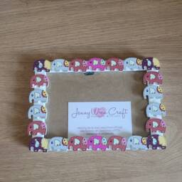 Colourful Wooden Elephant Button Photo Frame 4 X 6 Inches - thumbnail 4