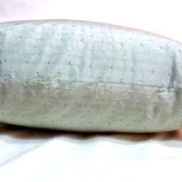 Dusty Aqua Silk Blend Pillow Cover, Embroidered Dots, Designer Fabric - thumbnail 3