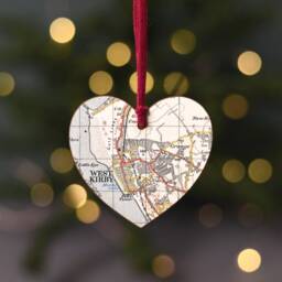 Christmas Ornament, Custom Map Heart Keepsake, Tree Decoration, Gifts, Bauble, Personalised Gifts - thumbnail 2