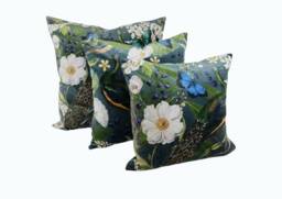 "Velvet Peacock Floral Fabric Cushion Covers - Luxurious -16"", 18"", 22"", & 18"" X 12"", 20"" 14" - thumbnail 1