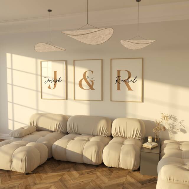 Set Of 3 Home Prints, Couple Gift, Bedroom Wall Art, Bedroom Prints, Couple Names, Above Bed, Personalised Prints - image 1