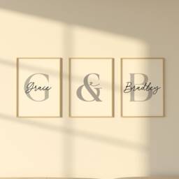 Set Of 3 Home Prints, Couple Gift, Bedroom Wall Art, Bedroom Prints, Couple Names, Above Bed, Personalised Prints - thumbnail 3