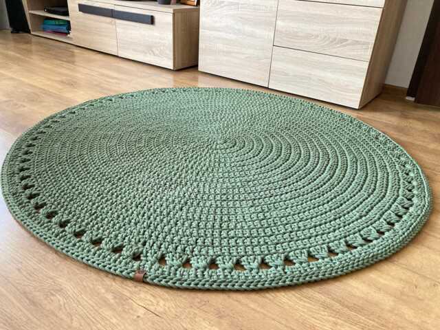 Handmade Crochet Rug Boho Scandinavian Recycled Cotton Floor Decor - image 1