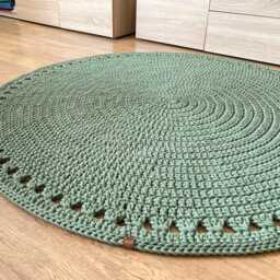 Handmade Crochet Rug Boho Scandinavian Recycled Cotton Floor Decor - thumbnail 3