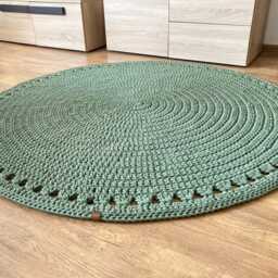 Handmade Crochet Rug Boho Scandinavian Recycled Cotton Floor Decor - thumbnail 2