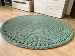 Handmade Crochet Rug Boho Scandinavian Recycled Cotton Floor Decor - thumbnail 1
