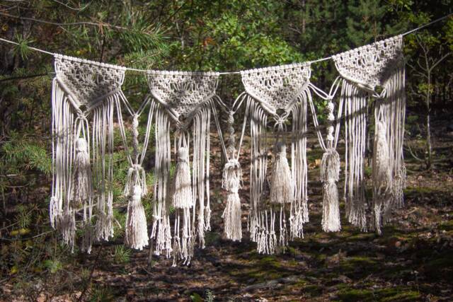 Macrame Banner Wall Hanging Bunting Garland Bedroom Decor Boho Home Bohemian Bedroom Wedding Tassels Macrame - image 1