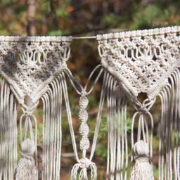 Macrame Banner Wall Hanging Bunting Garland Bedroom Decor Boho Home Bohemian Bedroom Wedding Tassels Macrame - thumbnail 2