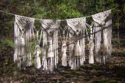Macrame Banner Wall Hanging Bunting Garland Bedroom Decor Boho Home Bohemian Bedroom Wedding Tassels Macrame - thumbnail 1
