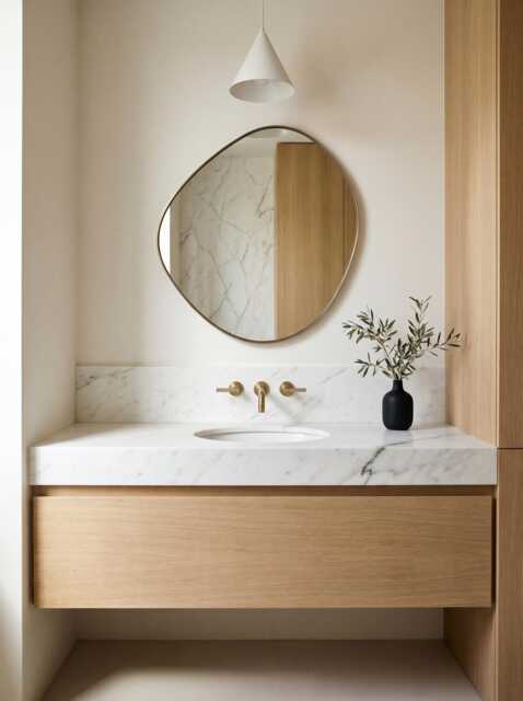 Pebble Shape Brass Mirror - Contemporary Bathroom D??cor - image 1
