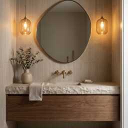 Pebble Shape Brass Mirror - Contemporary Bathroom D??cor - thumbnail 2