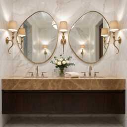 Pebble Shape Brass Mirror - Contemporary Bathroom D??cor - thumbnail 3