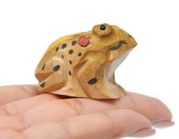 Toad Wooden Figurine - Hand-Carved Frog Rustic Animal Decor