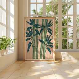 Bamboo Botanical Print, Japanese Wall Art, Green Plant Poster, Nature Illustration, Zen Garden Decor - thumbnail 4