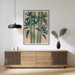 Bamboo Botanical Print, Japanese Wall Art, Green Plant Poster, Nature Illustration, Zen Garden Decor - thumbnail 3
