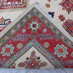 5x7 Ft Kazak Hand Knotted Afghan Area Rug, Red Luxury New Rug, Medallion Geometric Carpet, Rug For Living Room Carpet - thumbnail 4