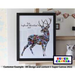 Lapland Reindeer Christmas Santa UK Holiday Frame Deer Shape Picture Unique Wall Art Collage Framed Print Canvas Handmade Gift - thumbnail 1