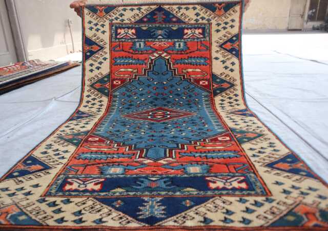 2'5x3'10 Ft Afghan Navy Blue Small Area Rug - Luxury Brand New Medallion Kazak Turkish Rug, Beautiful Living Room - image 1