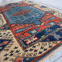 2'5x3'10 Ft Afghan Navy Blue Small Area Rug - Luxury Brand New Medallion Kazak Turkish Rug, Beautiful Living Room - thumbnail 2