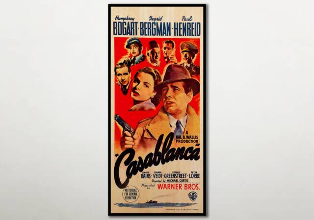 Casablanca Poster Wall Decor, Extra Large Art Film Poster, Movie Lover Wood Unique Gift, Handmade Classic Poster Fanart - image 1