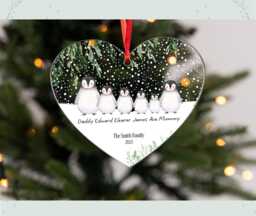 Personalised Penguin Family Acrylic Bauble Christmas Tree Ornament Decoration - thumbnail 1