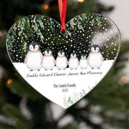 Personalised Penguin Family Acrylic Bauble Christmas Tree Ornament Decoration - thumbnail 2