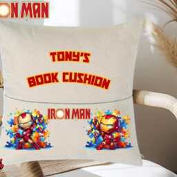 Autism Awareness Personalised Iron Man Reading Cushion, Plushie - thumbnail 2